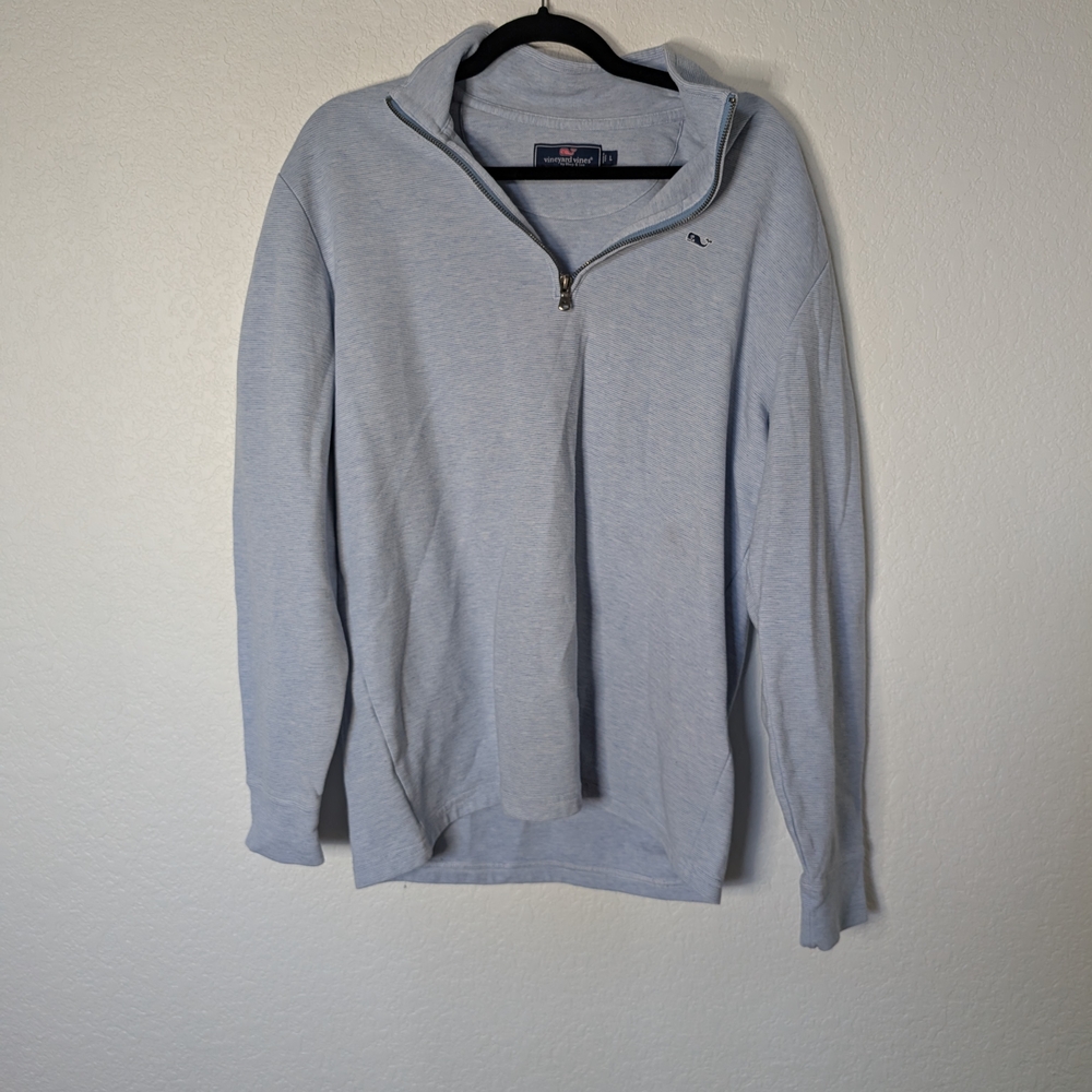 Vineyard Vines Men's Blue Quarter Zip-Up Sweater